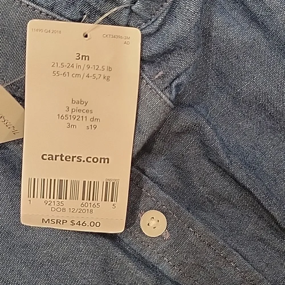 Carter's baby 3 pieces ,3 month